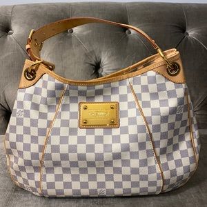 Louis Vuitton Cream and Tan Checkered Shoulder Bag